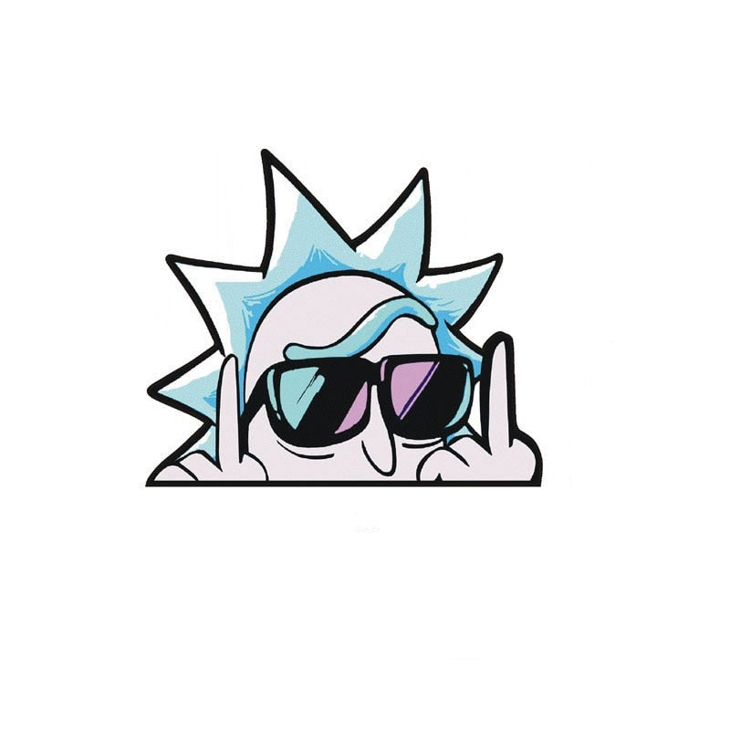 Rick and Morty 'Rick with Sunglasses | F U' Vinyl Car Peeker Sticker