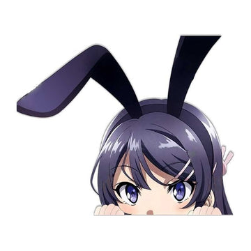 Bunny Girl 'Mai | Peeking' Vinyl Car Peeker Sticker