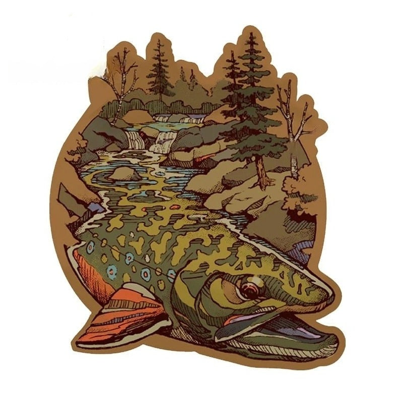 Cool Art 'Brook Trout | Lakes | Forest' Vinyl Car Sticker