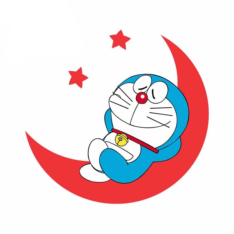 Doraemon 'Lying on Moon | Left' Vinyl Car Sticker