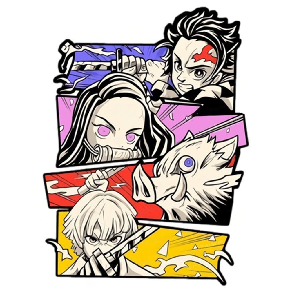 Demon Slayer 'Zenitsu-Inosuke-Nezuko-Tanjiro | Fighters' Vinyl Car Sticker
