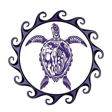 Sea Turtle Sun 'Tiki and Mermaid Tribal' Vinyl Car Sticker