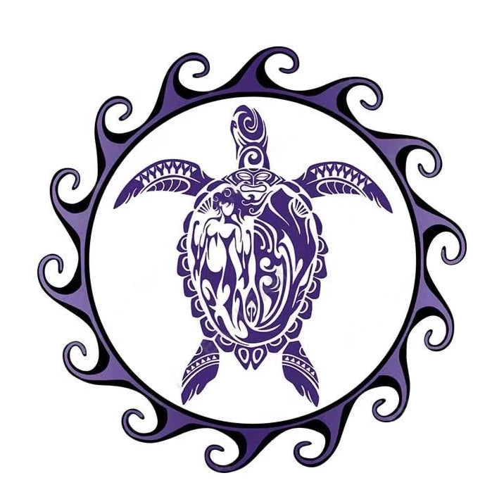 Sea Turtle Sun 'Tiki and Mermaid Tribal' Vinyl Car Sticker