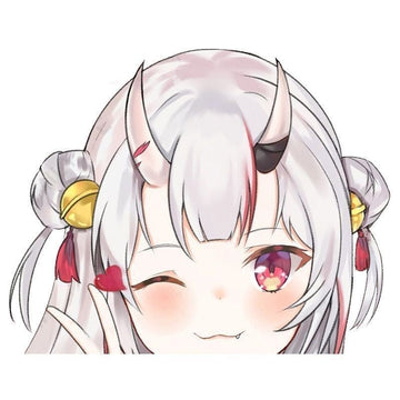 Virtual YouTuber 'Nakiri Ayame | Peace Sign' Vinyl Car Peeker Sticker