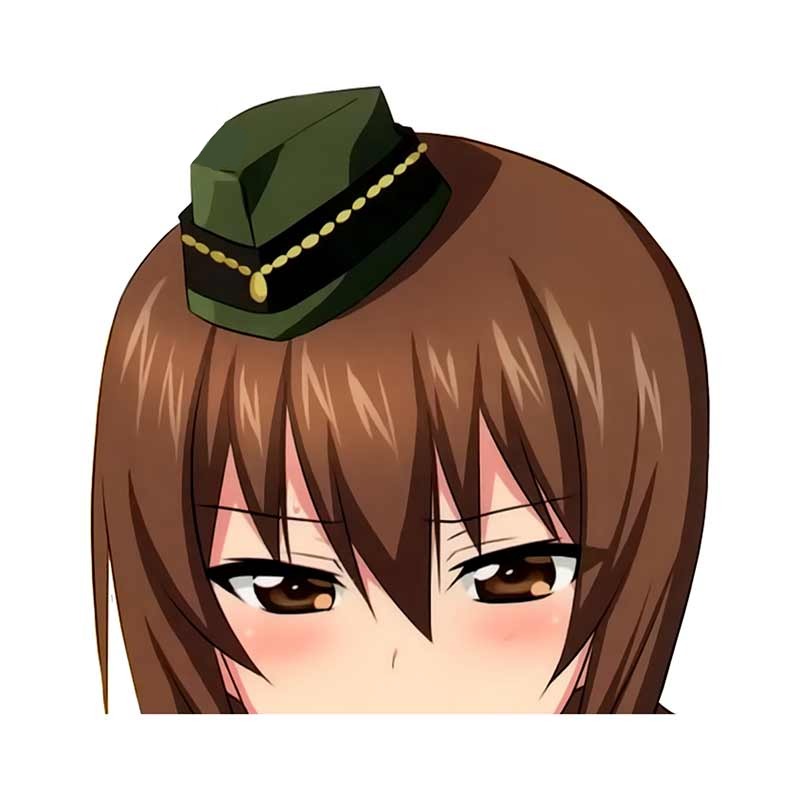 Girls und Panzer 'Maho Nishizumi | Hat' Vinyl Car Peeker Sticker