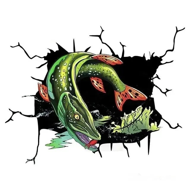 Fish 'Green Pike' Car Window Vinyl Sticker