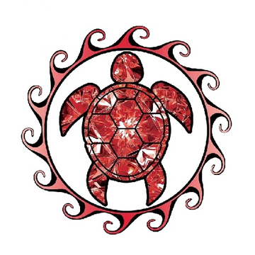 Tribal Sea Turtle Sun 'Red Garnet' Vinyl Car Sticker