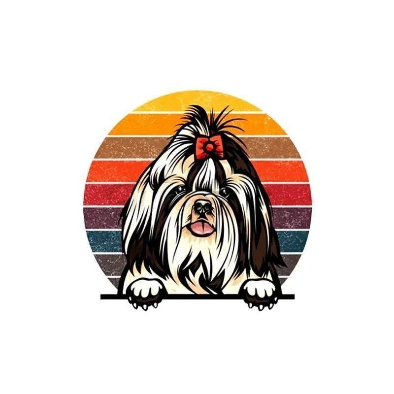 Cute 'Shih Tzu | Colorful Stripes' Vinyl Car Peeker Sticker