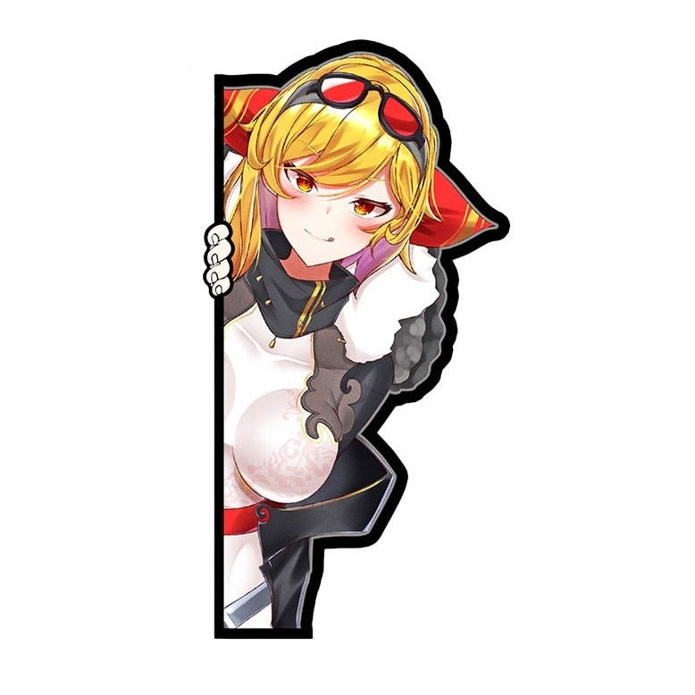 Virtual YouTuber 'Kaela Kovalskia | Staring' Vinyl Car Peeker Sticker