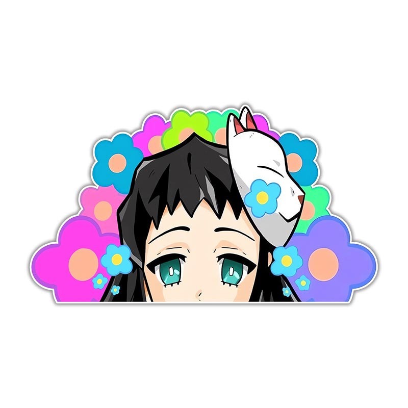 Demon Slayer 'Makomo | Colorful Flowers' Vinyl Car Peeker Sticker
