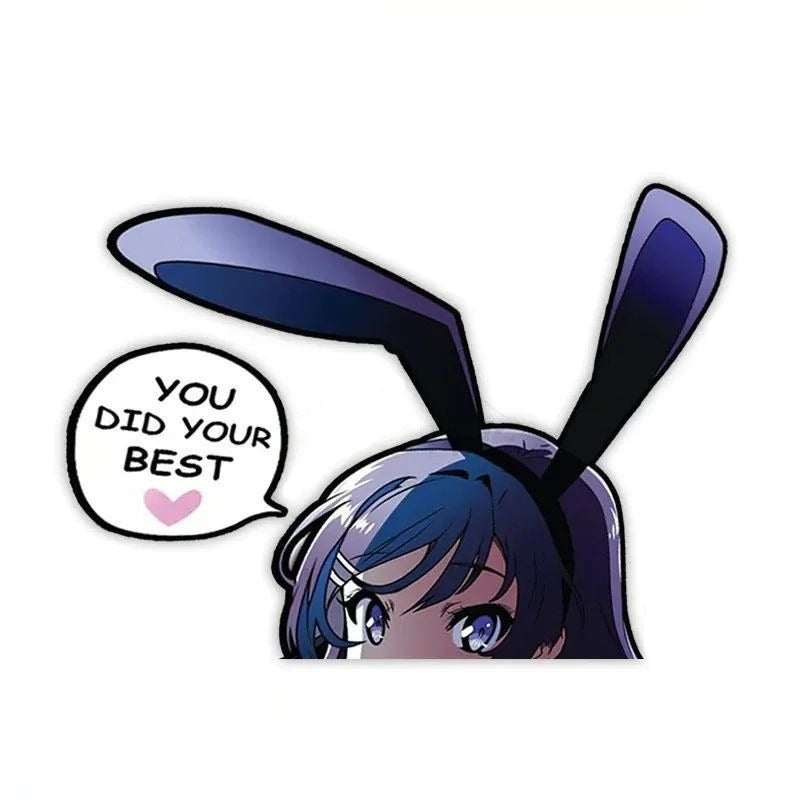 Bunny Girl 'Mai | You Did Your Best' Vinyl Car Peeker Sticker