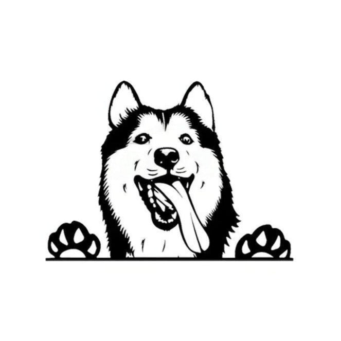 Husky 'Tongue Out' Vinyl Car Peeker Sticker