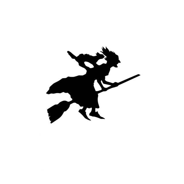 Witch Silhouette 'Flying' Vinyl Car Sticker