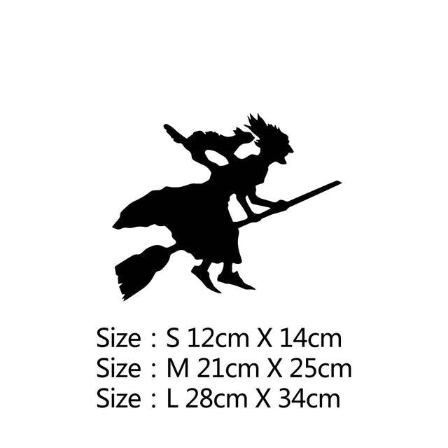 Witch Silhouette 'Flying' Vinyl Car Sticker