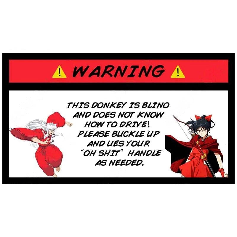 Warning Sign 'Inuyasha and Moroha' Vinyl Car Sticker