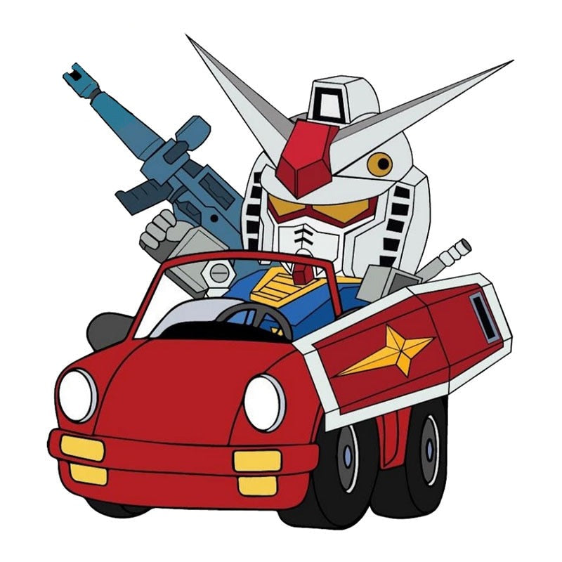 Mobile Suit 'RX-78-2 Gundam | Riding Red Car' Vinyl Car Sticker