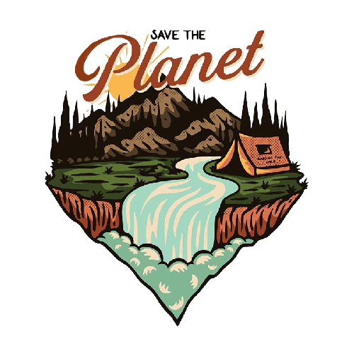 Camping Tent 'Save The Planet' Vinyl Car Sticker