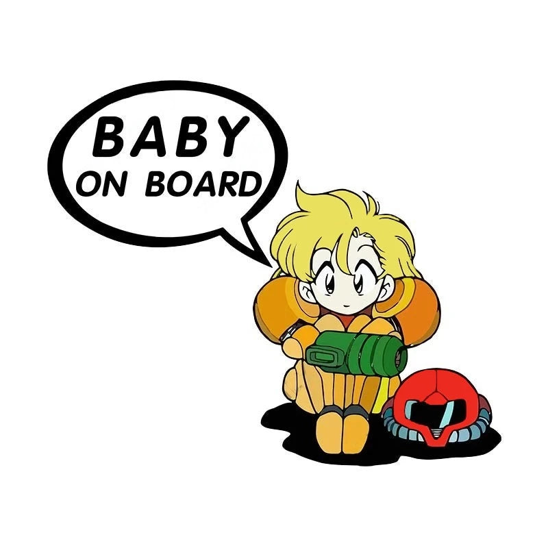 Metroid 'Young Samus | Baby On Board | Sitting' Vinyl Car Sticker