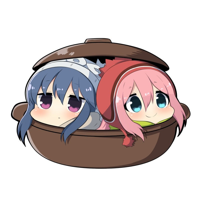 Laid-Back Camp 'Nadeshiko and Rin | Hiding In A Pot' Vinyl Car Sticker