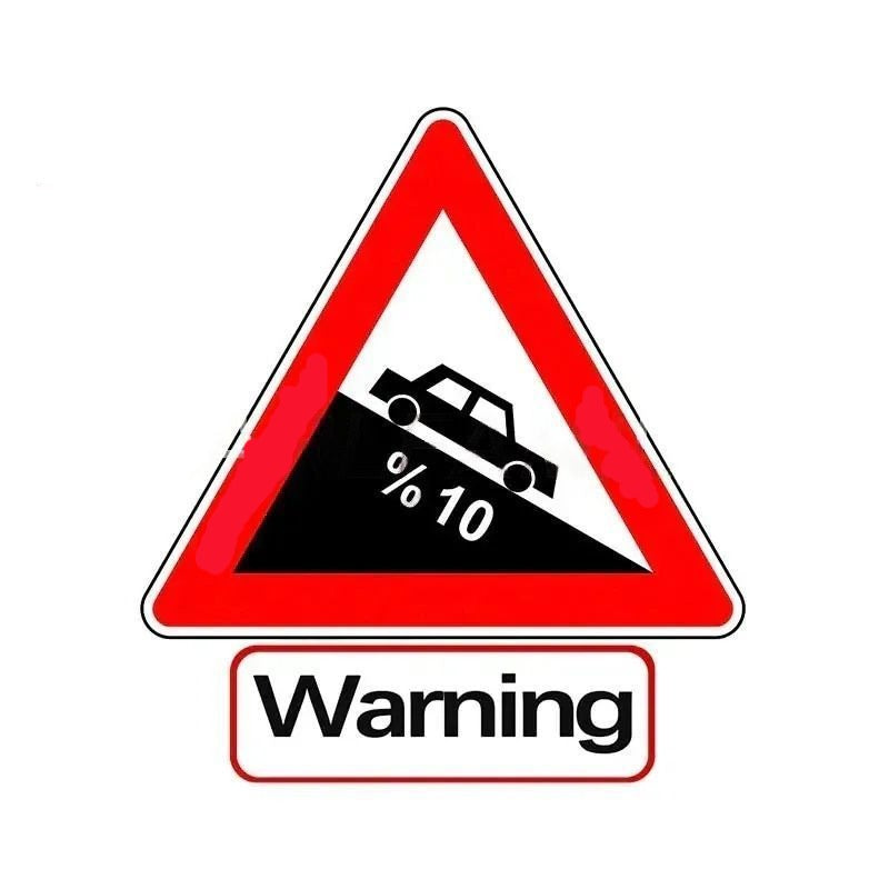 Steep Descent 'Warning | Ten Percent | Car' Vinyl Car Sticker