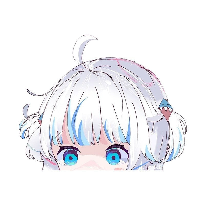 Virtual YouTuber 'Gawr Gura | Shocked' Vinyl Car Peeker Sticker