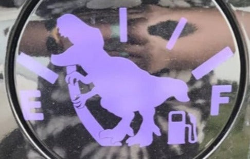 Fuel Tank 'E | F | Dinosaur Pulling Gas' Vinyl Car Sticker