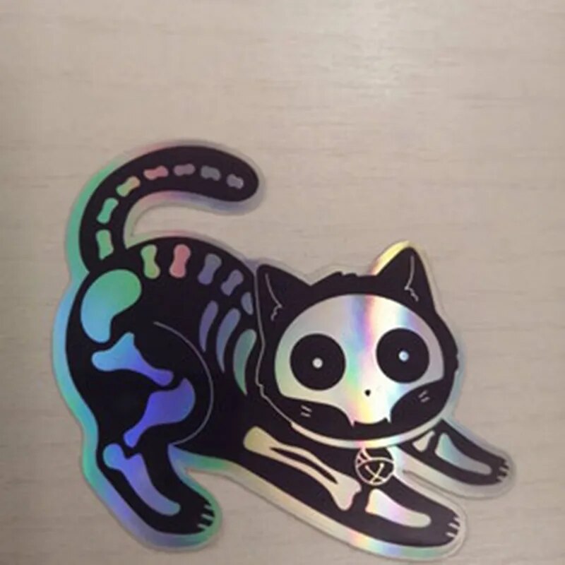 Cute 'Holographic Cat X-Ray' Vinyl Car Sticker