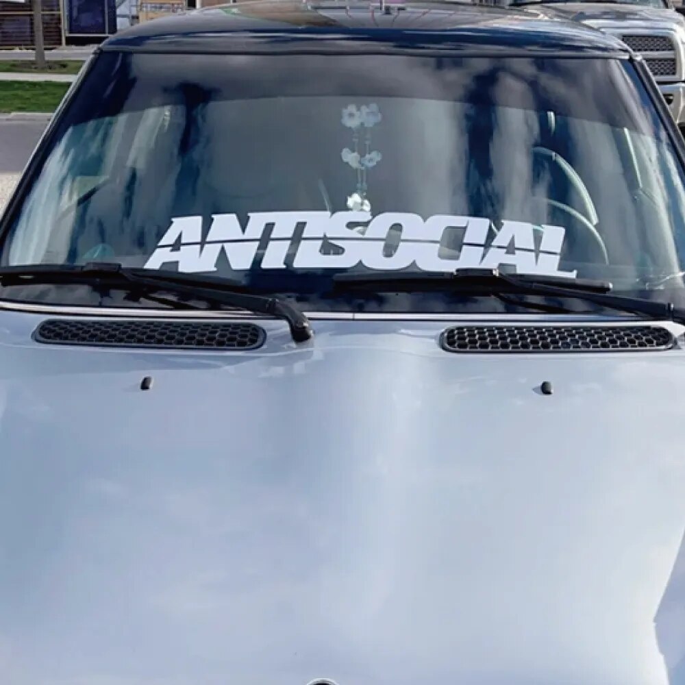 Cool 'Antisocial | Lined Font' Vinyl Car Sticker