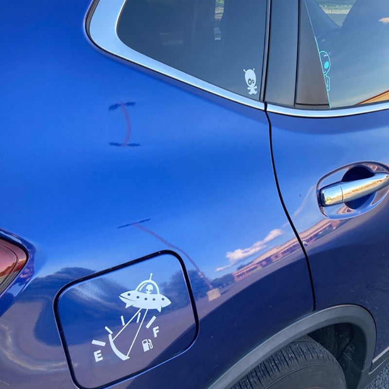 Fuel Tank E | F 'Alien Spaceship |Pulling ' Vinyl Car Stickers