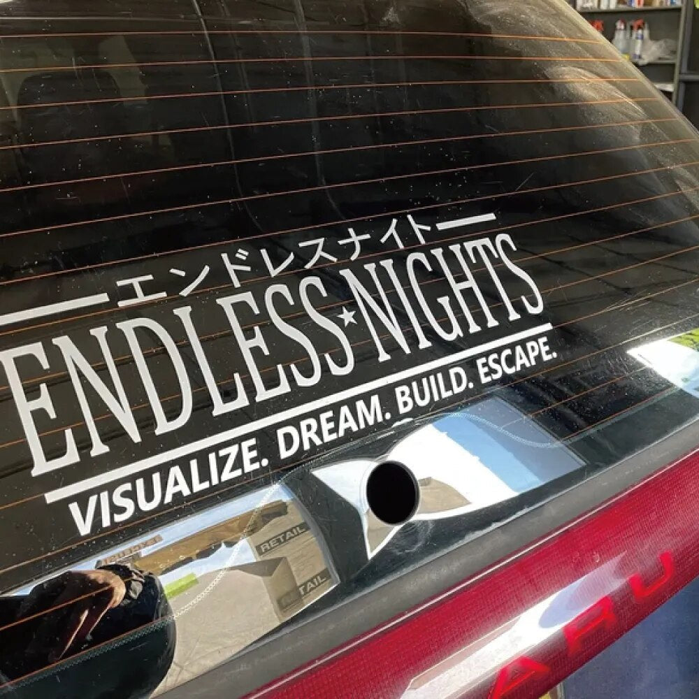 Endless Nights 'Visualize | Dream | Build | Escape' Vinyl Car Sticker