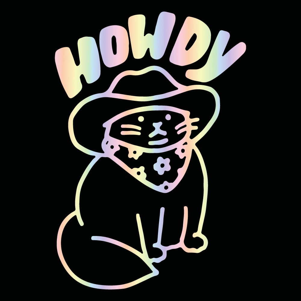Cowboy Cat 'Howdy' Vinyl Car Sticker