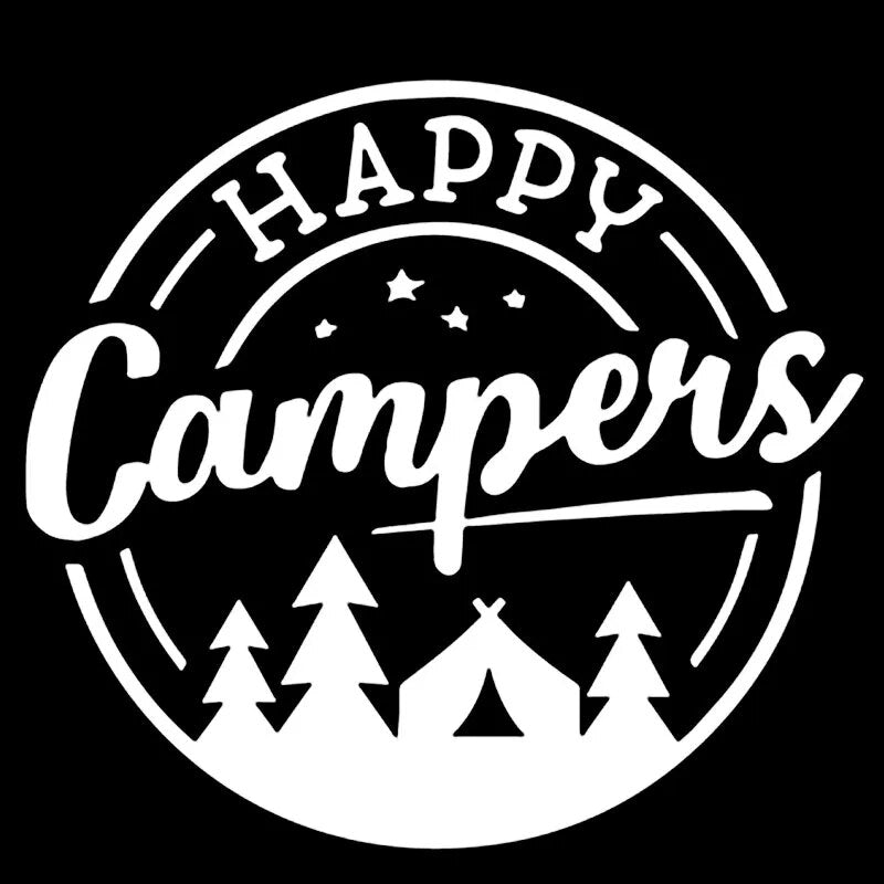Happy Campers 'Tent and Pine Trees | 1.0' Vinyl Car Sticker