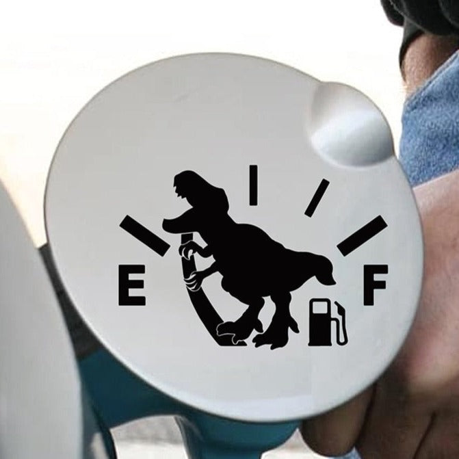 Fuel Tank 'E | F | Dinosaur Pulling Gas' Vinyl Car Sticker