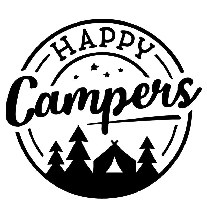 Happy Campers 'Tent and Pine Trees | 1.0' Vinyl Car Sticker