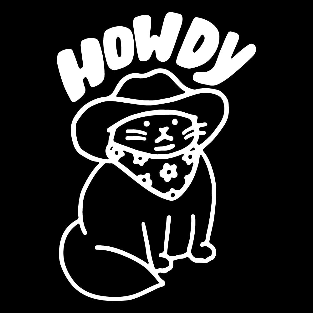 Cowboy Cat 'Howdy' Vinyl Car Sticker