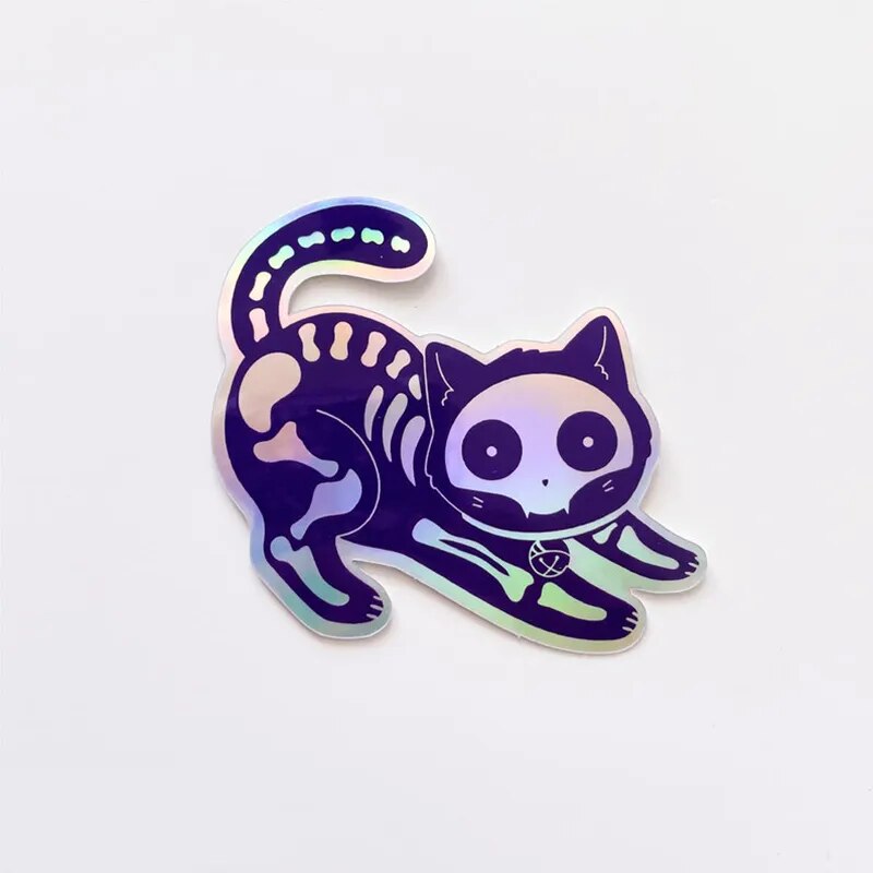 Cute 'Holographic Cat X-Ray' Vinyl Car Sticker