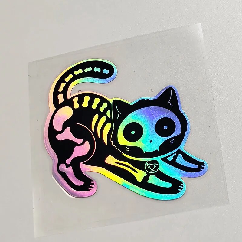Cute 'Holographic Cat X-Ray' Vinyl Car Sticker