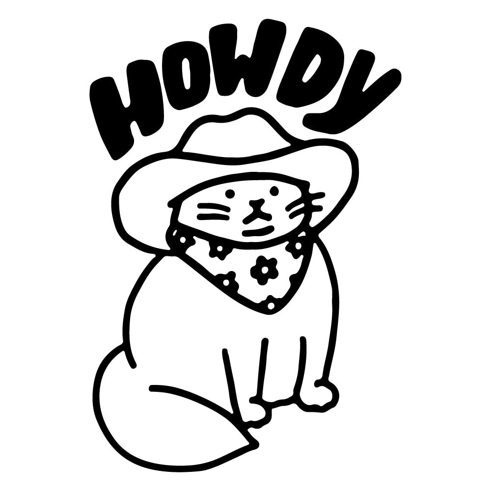 Cowboy Cat 'Howdy' Vinyl Car Sticker