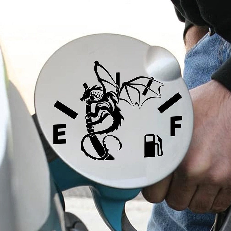 Fuel Tank 'E | F | Dragon Pulling Gas' Vinyl Car Sticker