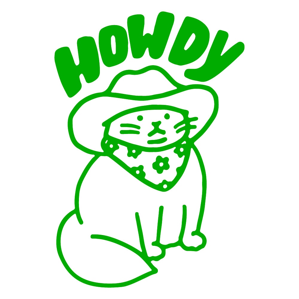 Cowboy Cat 'Howdy' Vinyl Car Sticker