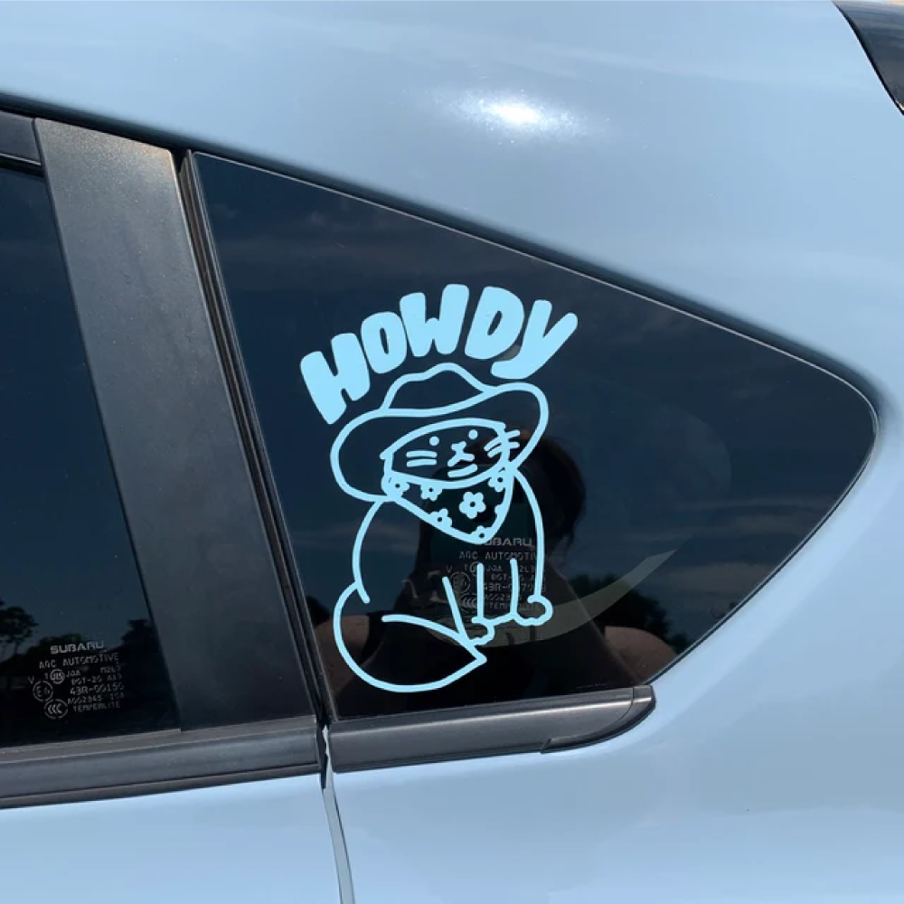 Cowboy Cat 'Howdy' Vinyl Car Sticker