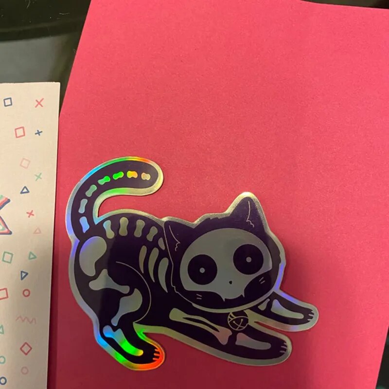 Cute 'Holographic Cat X-Ray' Vinyl Car Sticker