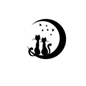 Black Cat 'Lovers Sitting On The Moon' Vinyl Car Sticker