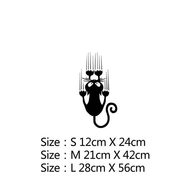 Cute Black Cat 'Falling Upside Down' Vinyl Car Sticker