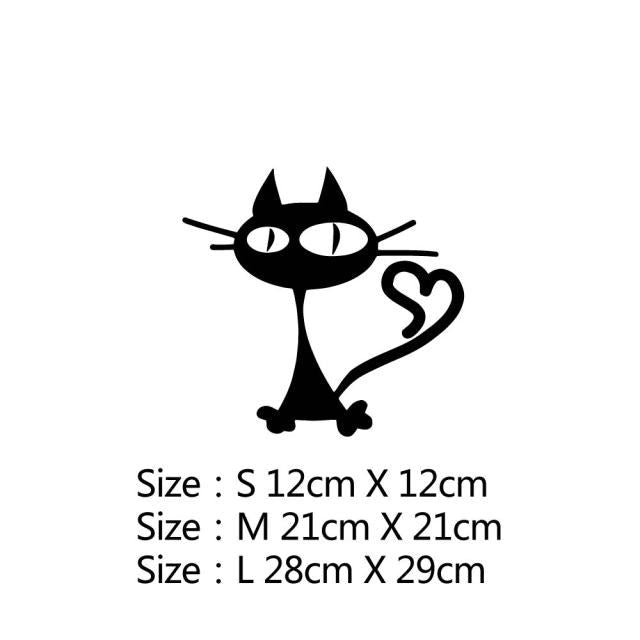 Black Cat With Heart Shaped Tail Vinyl Car Sticker