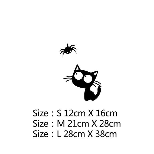 Cute Black Kitten and Spider Vinyl Car Sticker