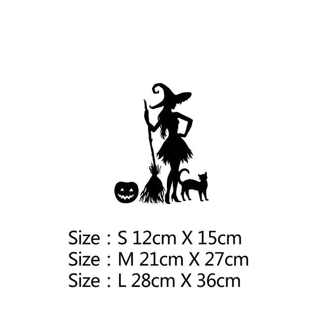 Witch Silhouette 'Pumpkin and Cat' Vinyl Car Sticker