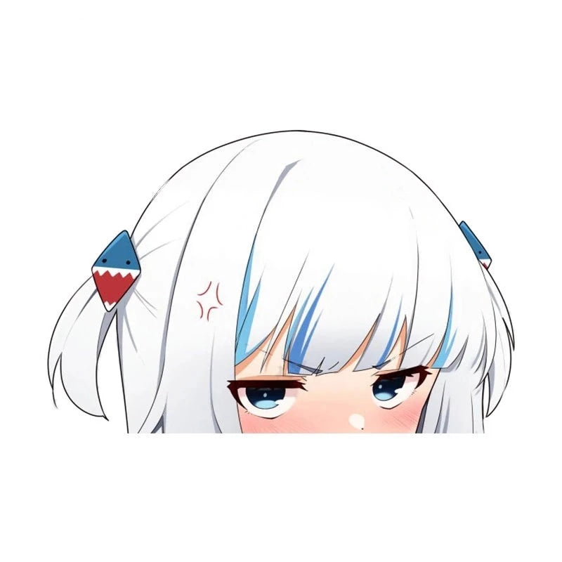Virtual YouTuber 'Gawr Gura | Looking Down' Vinyl Car Peeker Sticker