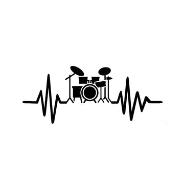 Drum Kit 'Heartbeat Lifeline' Vinyl Car Sticker