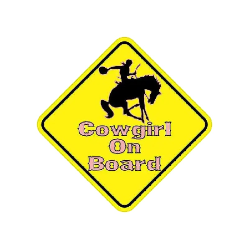 Warning Sign 'Cowgirl On Board' Vinyl Car Sticker